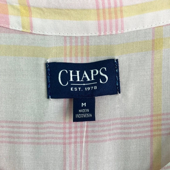 Womens size medium Chaps NWT pink & yellow plaid button front dress with pockets - Picture 12 of 13